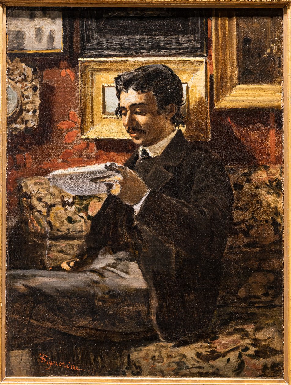 Lezende man door Telemaco Signorini
