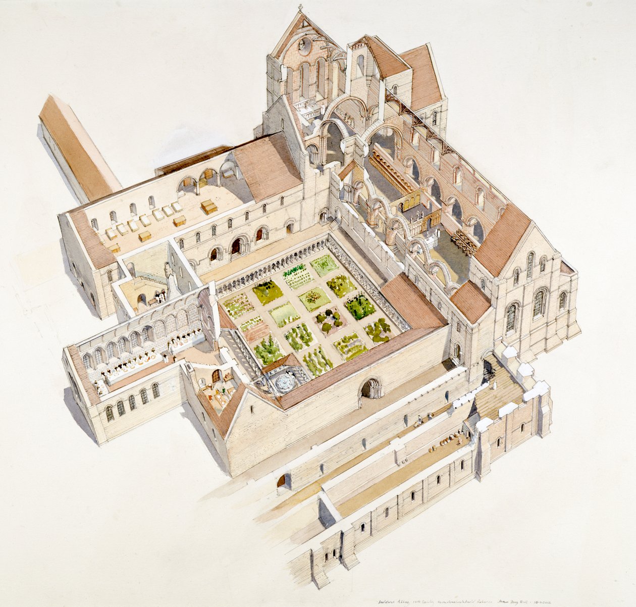 Buildwas Abbey, 12e eeuw, ca. 1990-2010 door Terry Ball