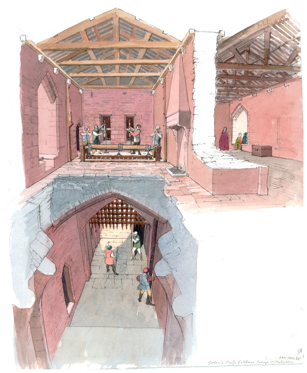 Goodrich Castle, 12e eeuw, 1990-2010 door Terry Ball