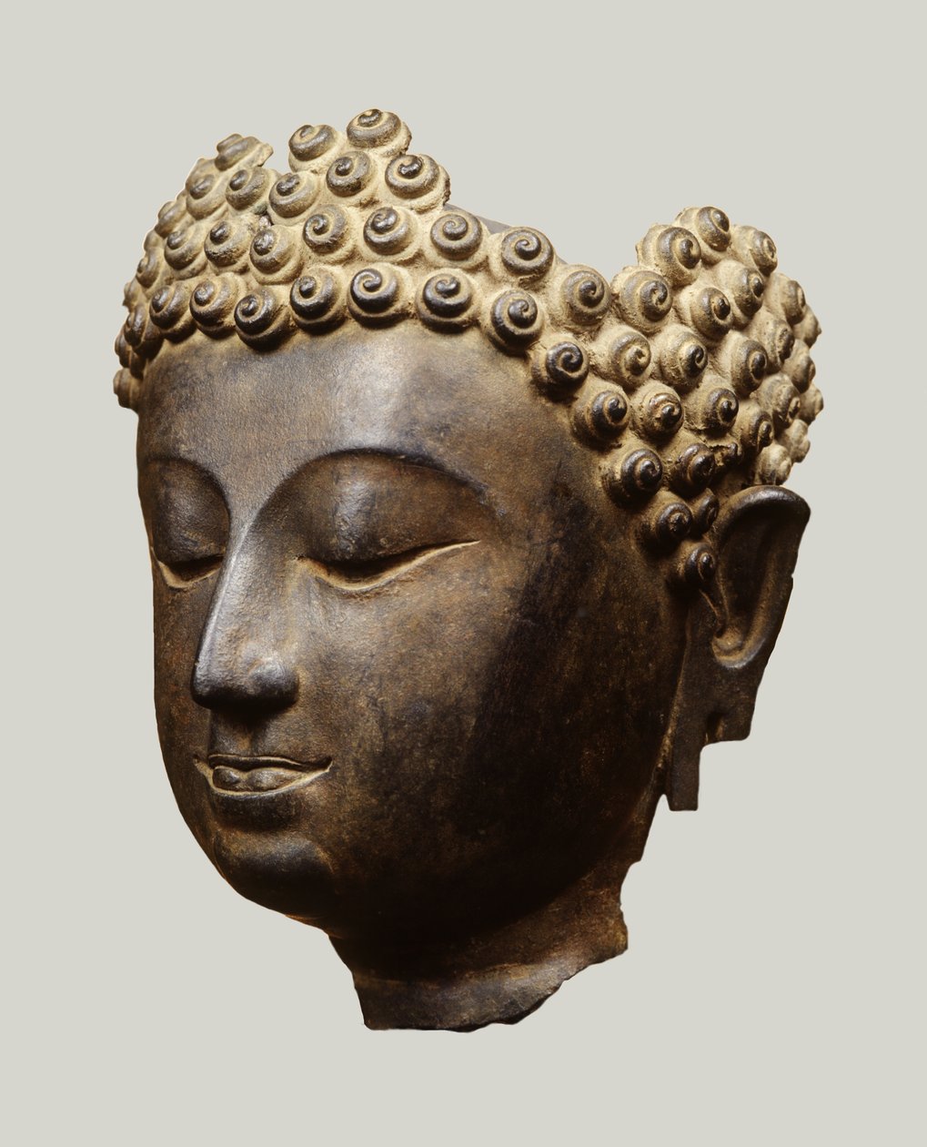 Boeddhahoofd, Lanna stijl (brons) door Thai School