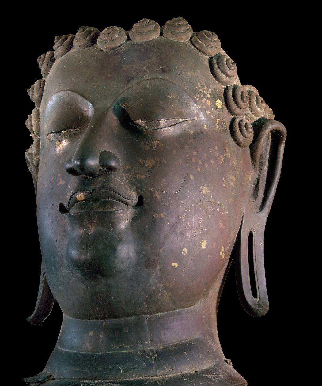 Reusachtig Boeddhahoofd, Lanna-stijl (brons) door Thai School