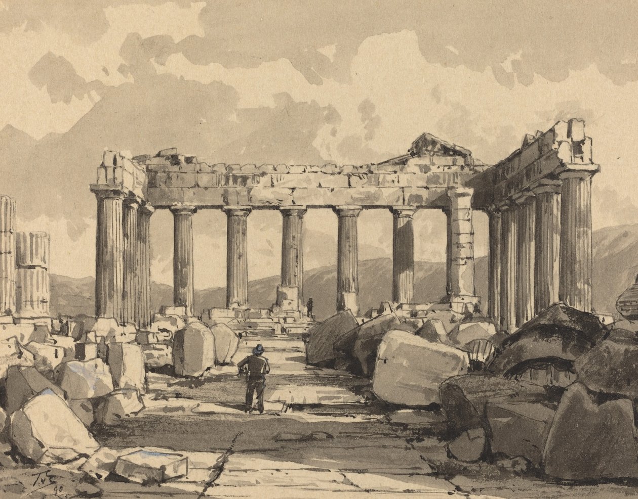 Parthenon, binnenkant door Themistocles von Eckenbrecher