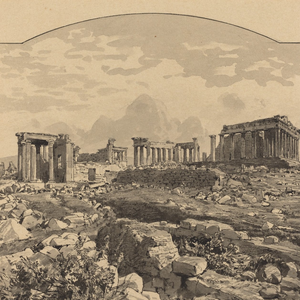 Het Parthenon vanuit het Oosten door Themistocles von Eckenbrecher