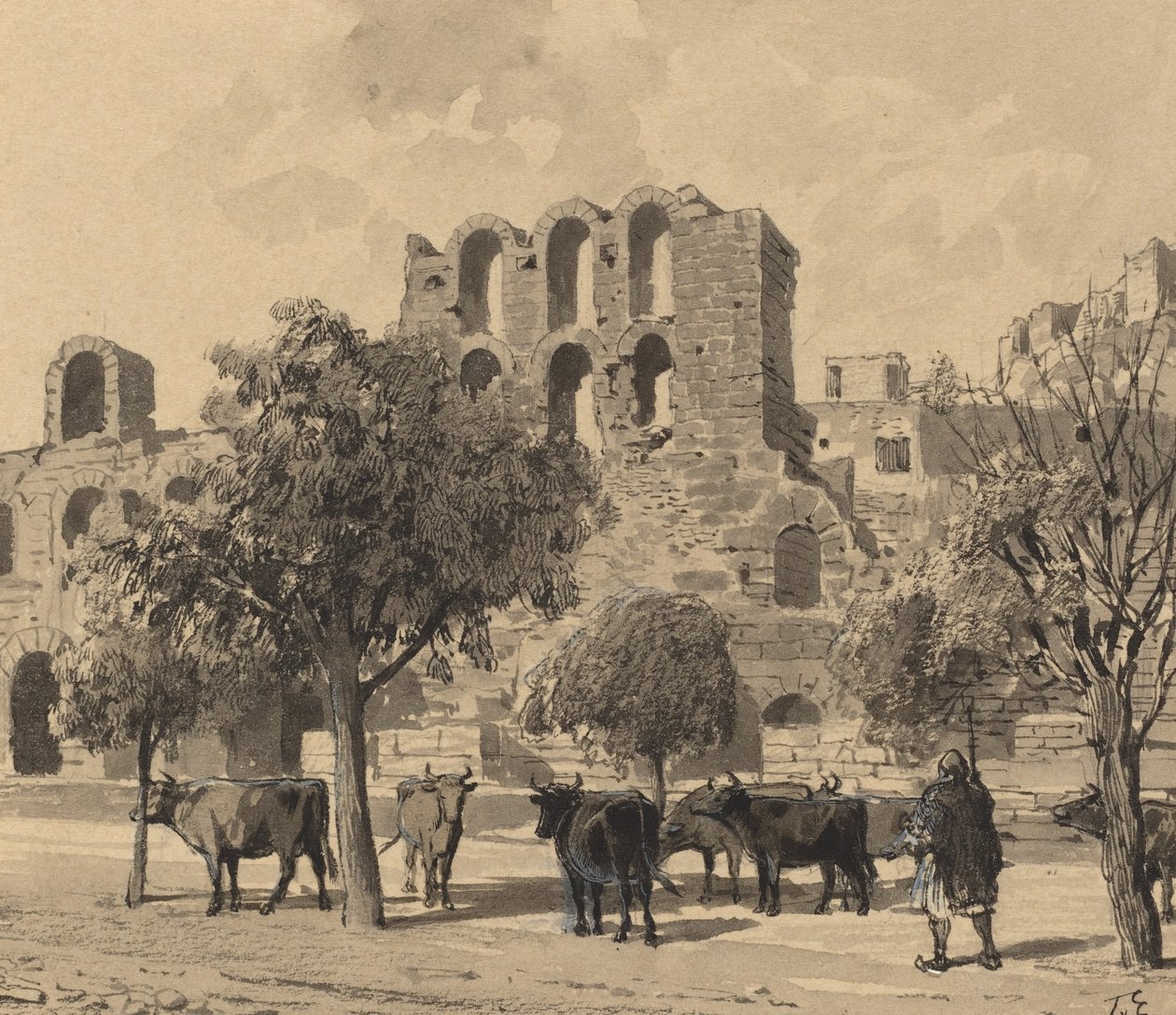 Theater van Herodes Atticus door Themistocles von Eckenbrecher