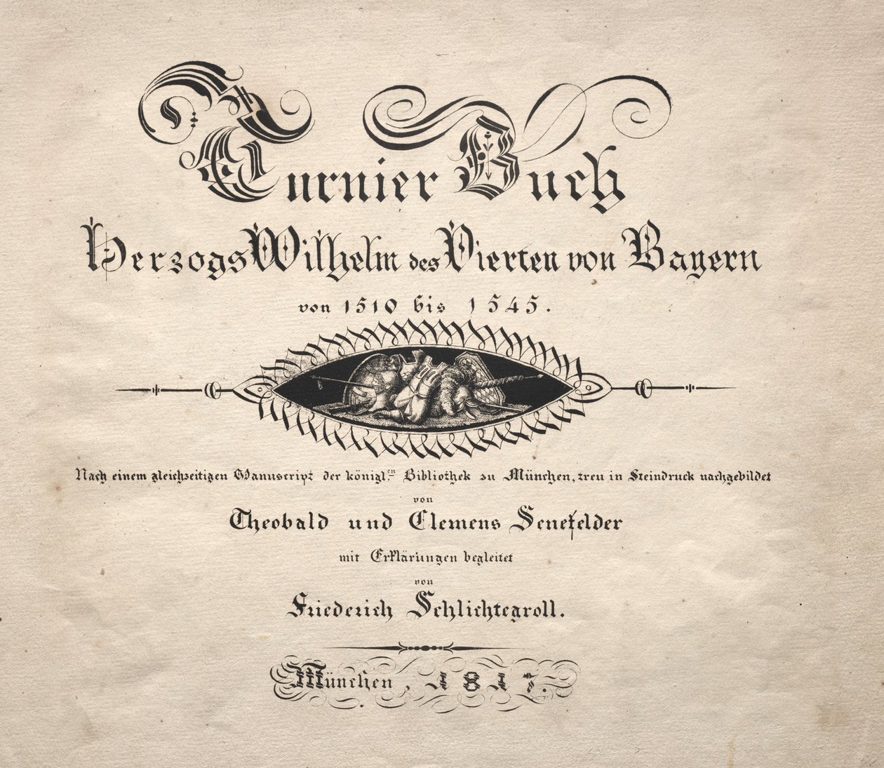 Boek over Toernooien: Titelpagina, 1817 door Theobald Senefelder