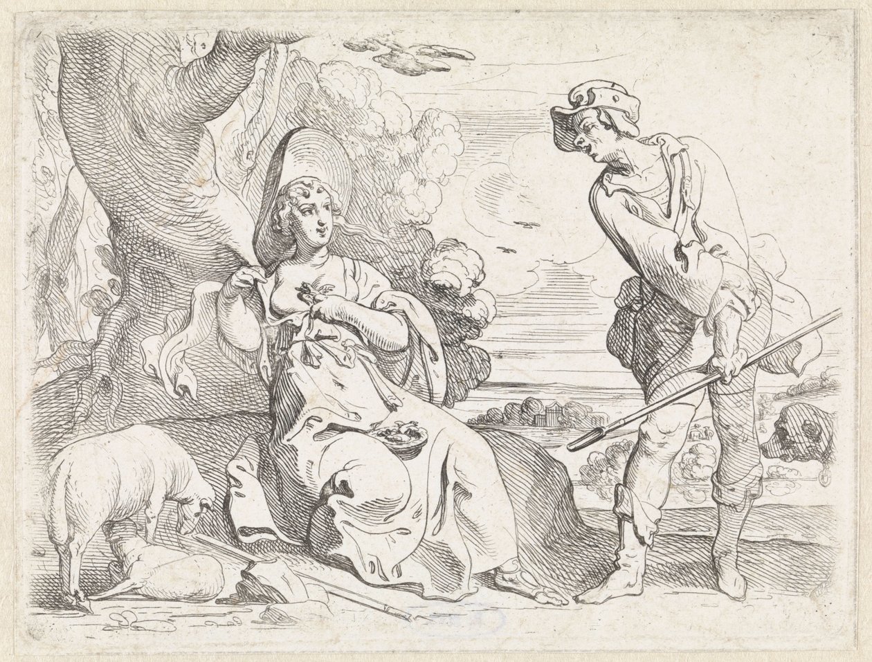 Herder en herderin door Theodoor van Thulden