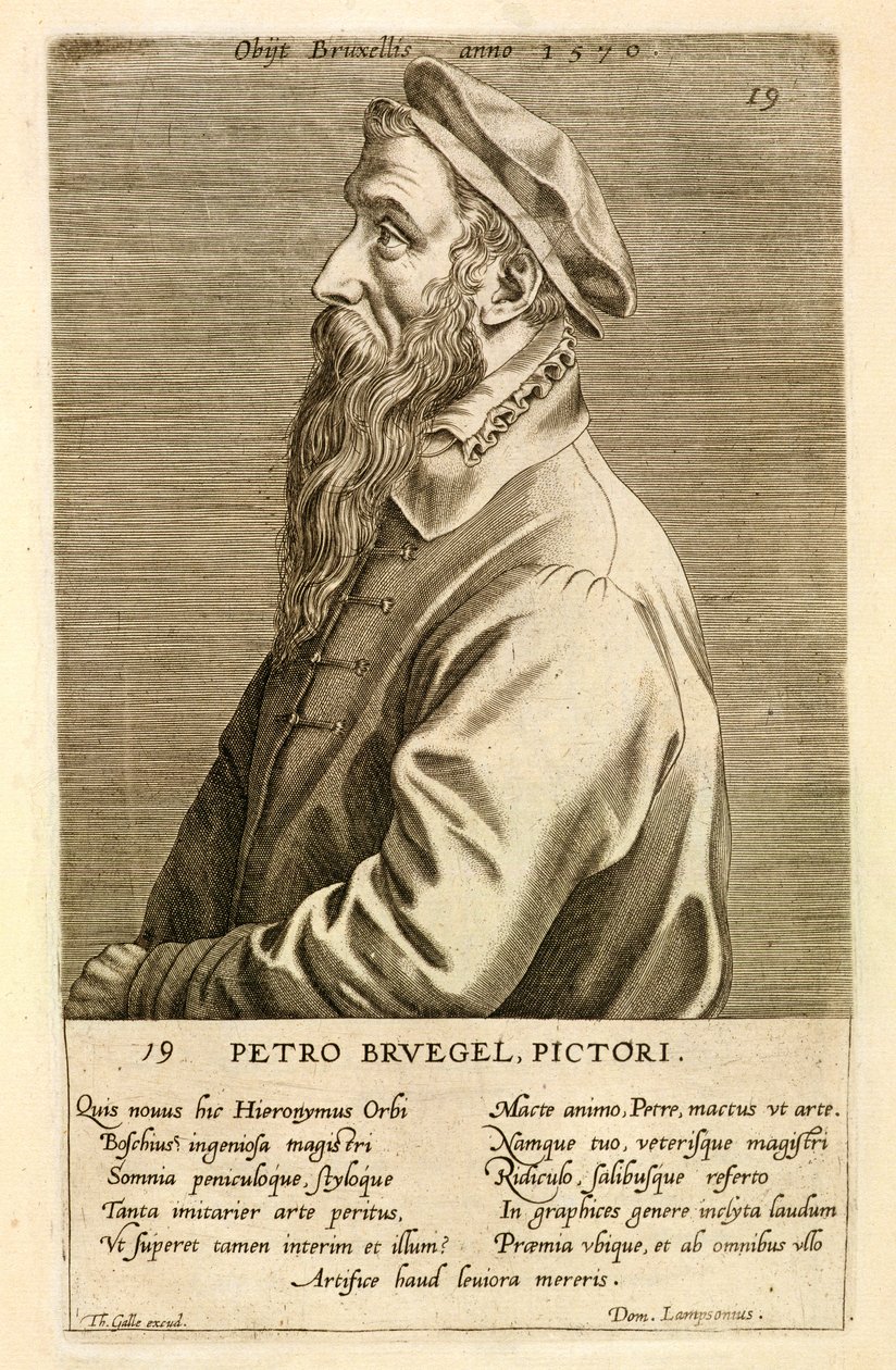 Portret van Pieter Brueghel de Oude (c.15278-69) gepubliceerd 1572 door Theodor Galle