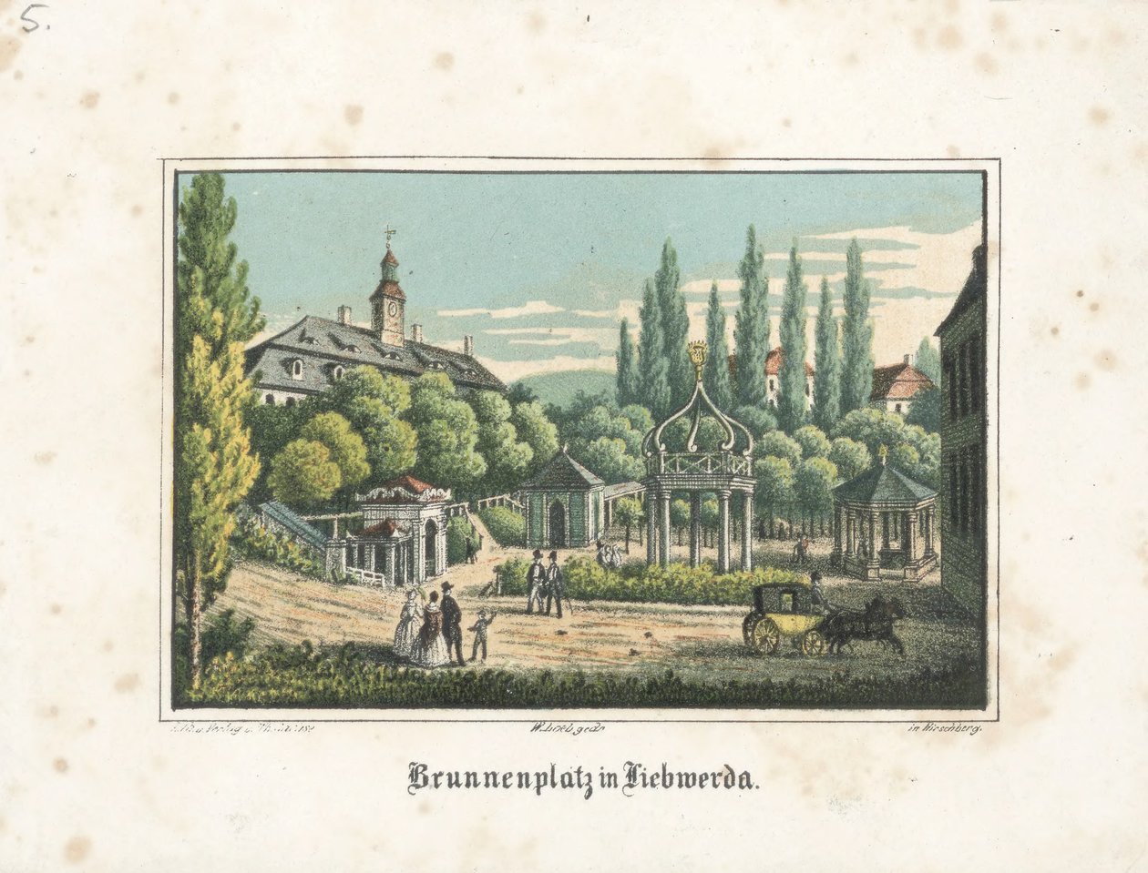 Brunnenplatz in Liebwerda door Theodor Sachse