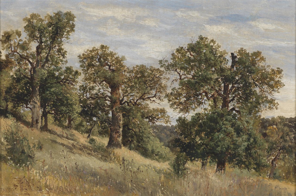 Berghelling met boom door Theodor von Hormann