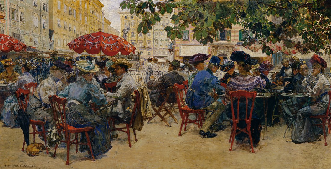 Cafe Tomaselli in Salzburg door Theodor Josef Ethofer
