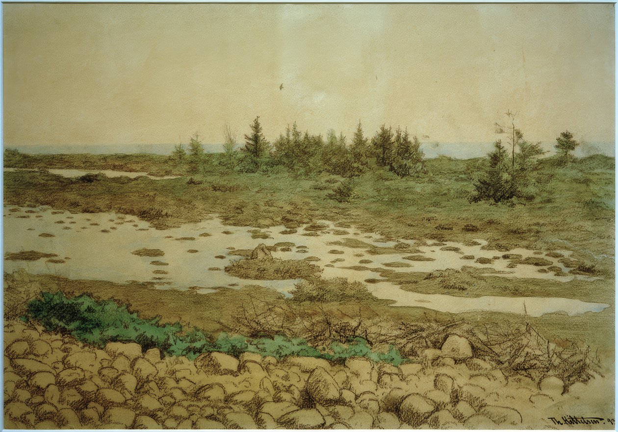 Rollende Stenen, Water en Struiken door Theodor Kittelsen