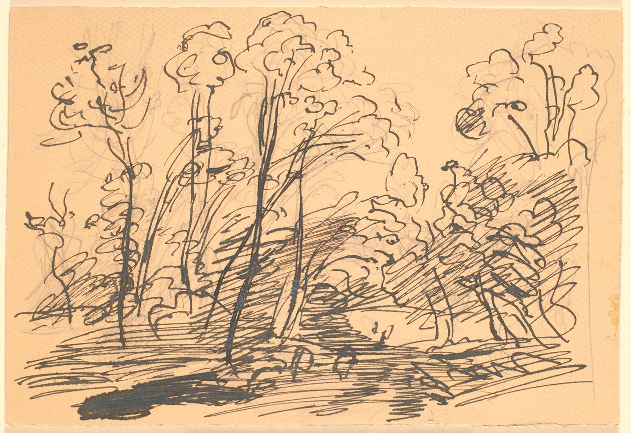 Boslandschap met slanke bomen door Theodor Philipsen