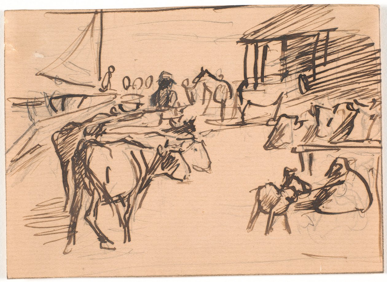 Uitladen van vee uit de haven van Kastrup door Theodor Philipsen