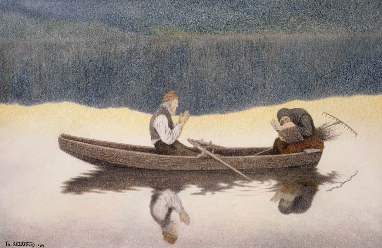 Over meer en rivier door Theodor Kittelsen