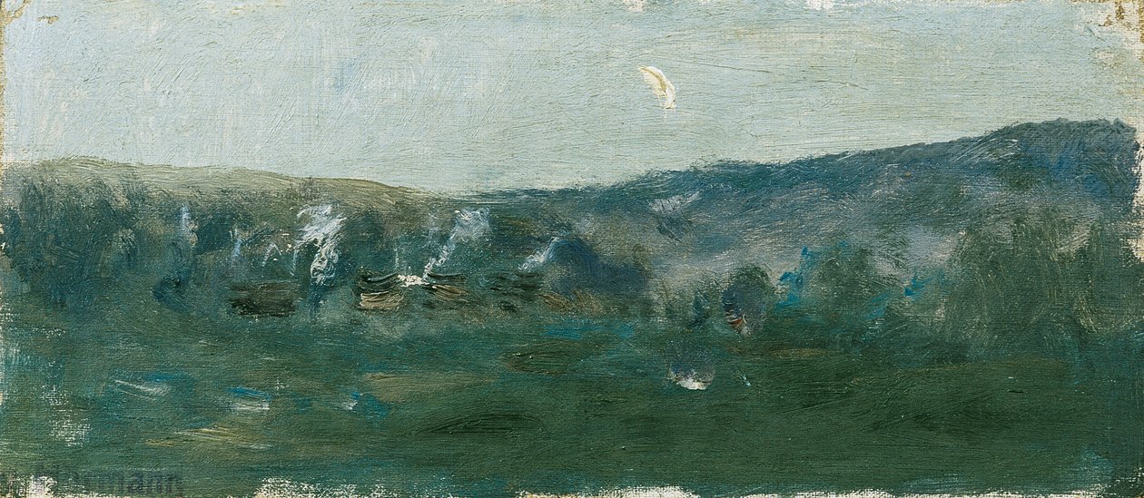Heuvellandschap met maansikkel door Theodor von Hormann