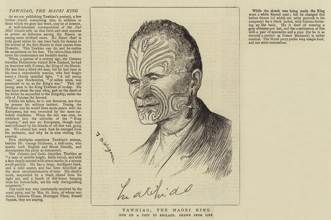 Tawhiao, de Maori Koning door Theodore Blake Wirgman