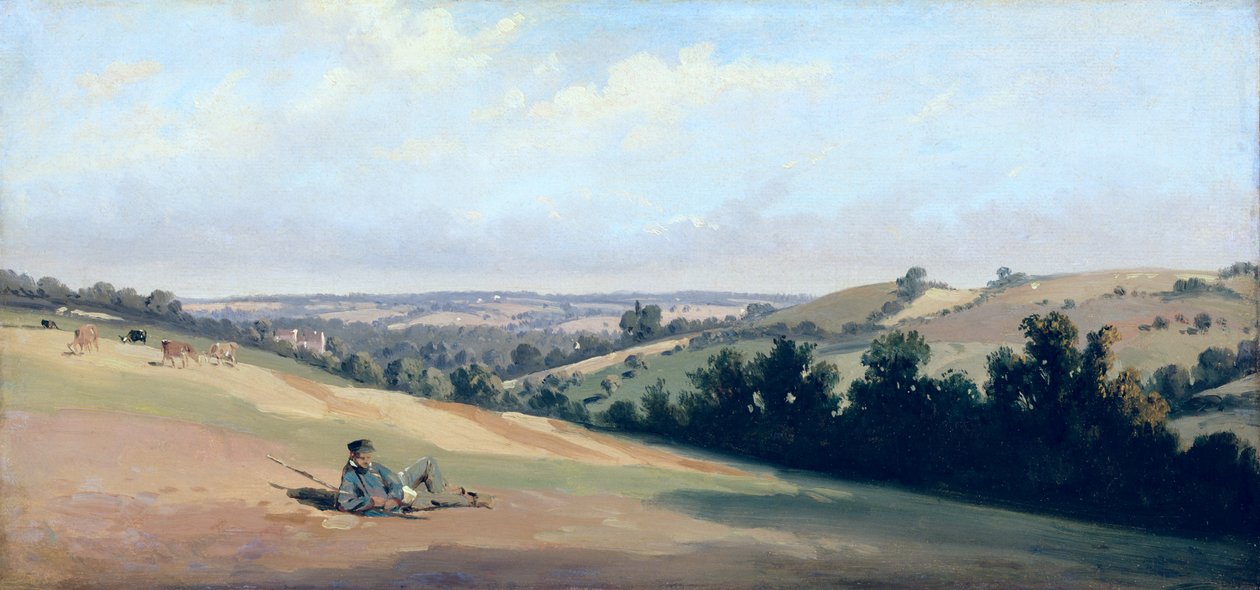 Jonge man liggend op de Downs, c.1833-35 door Theodore Caruelle d Aligny