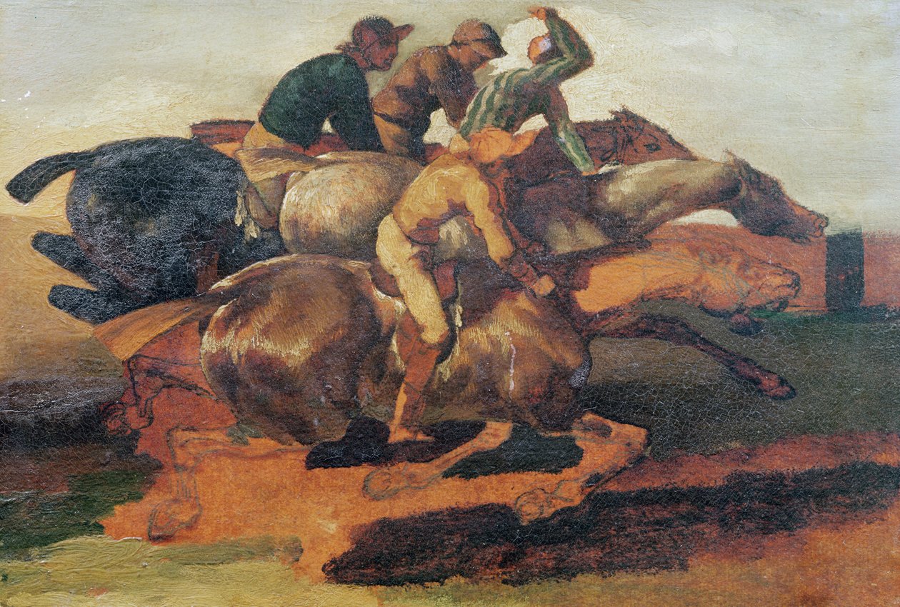 Vier jockeys in galop door Theodore Gericault