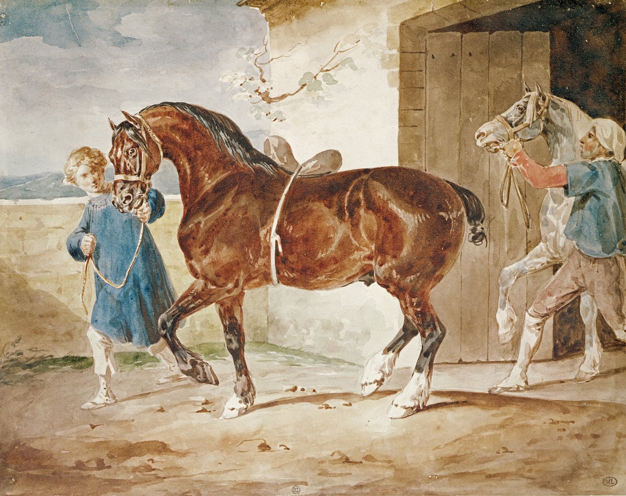 Het verlaten van de stal door Theodore Gericault