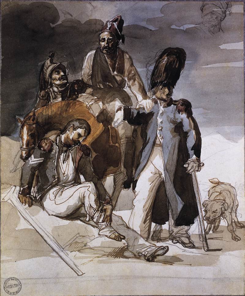 Gewonde soldaten trekken zich terug uit Rusland door Theodore Gericault