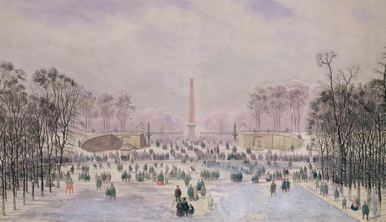 Schaatsen in de Tuilerieën, c.1865 door Theodore Jung