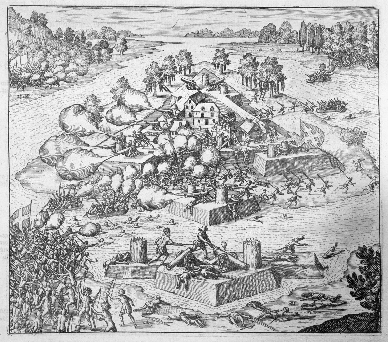 Vernietiging van de Franse protestantse kolonisten, Fort Charles, Florida, 1562, uit 
