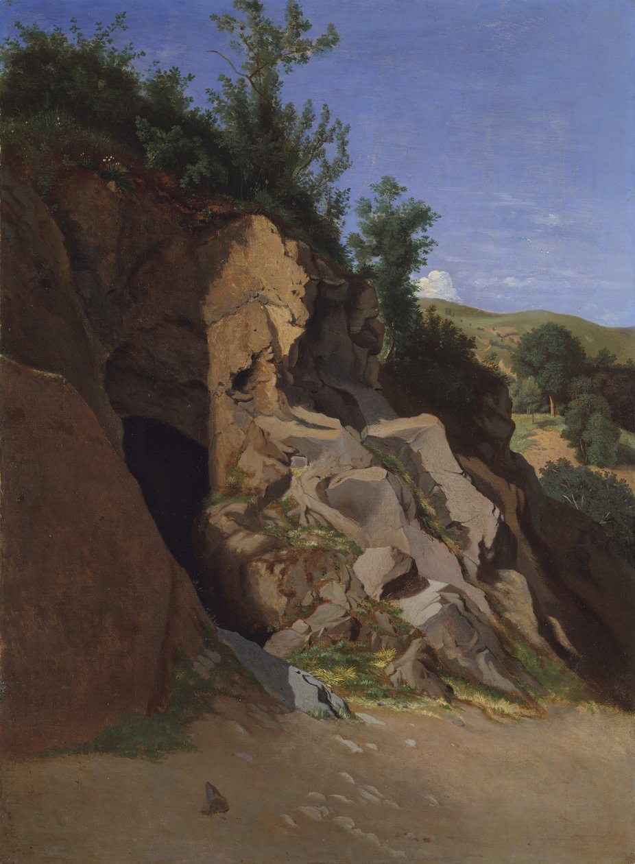 Landschap met een grot door Theodore Caruelle d