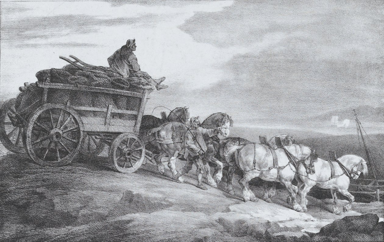 De kolenwagen door Theodore Gericault