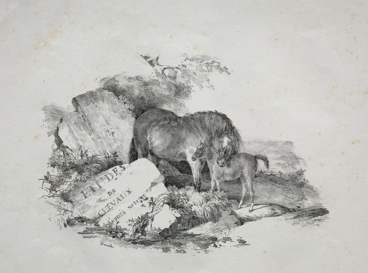 De Merrie en Haar Veulen door Theodore Gericault