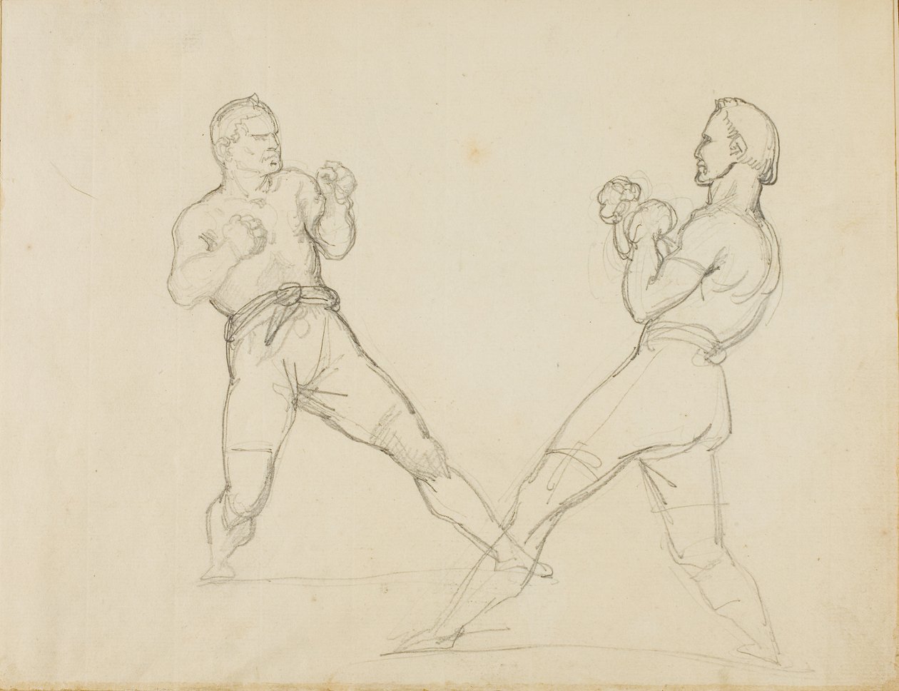 Twee boksers sparren door Theodore Gericault