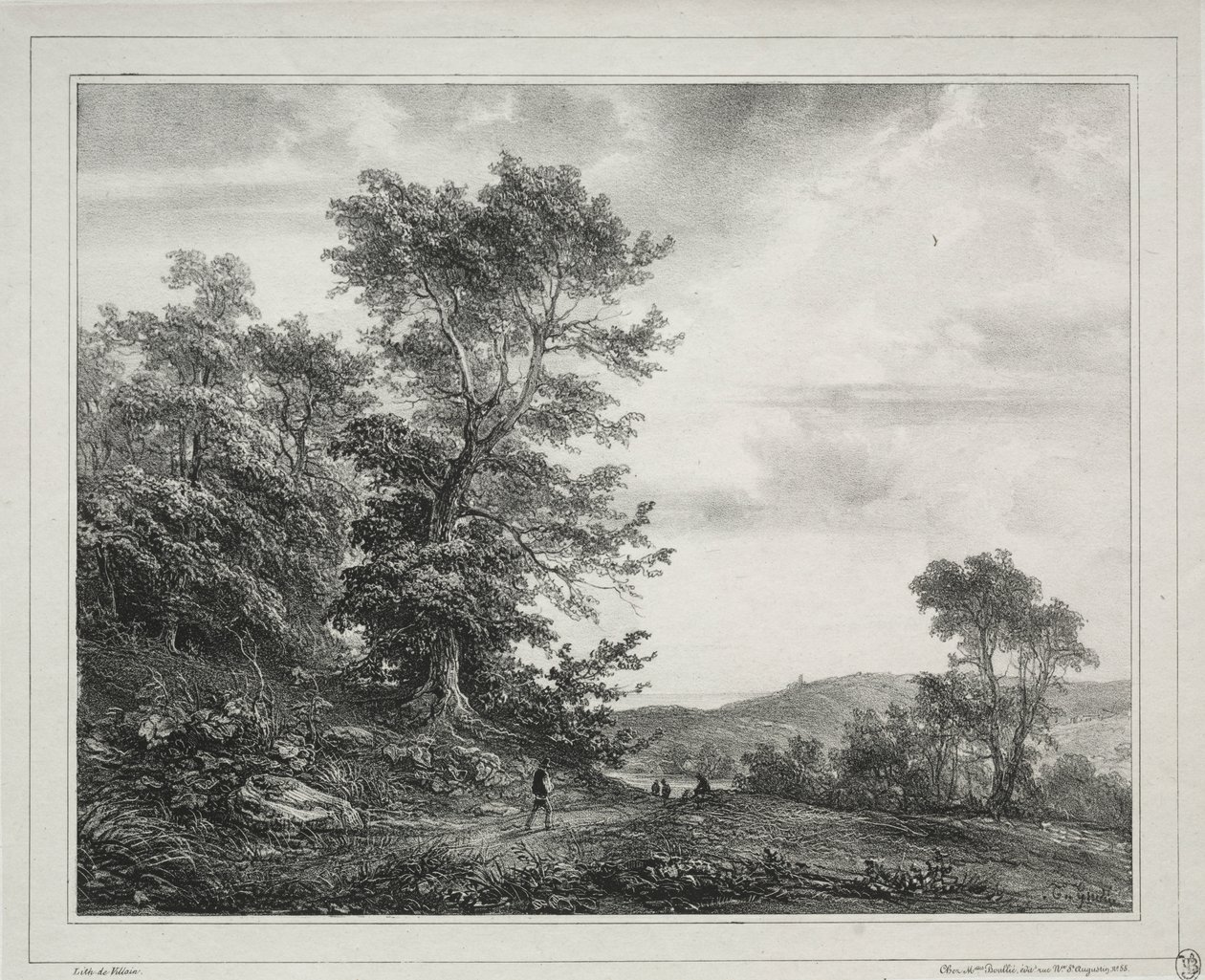 Landschap met figuren door Theodore Gudin