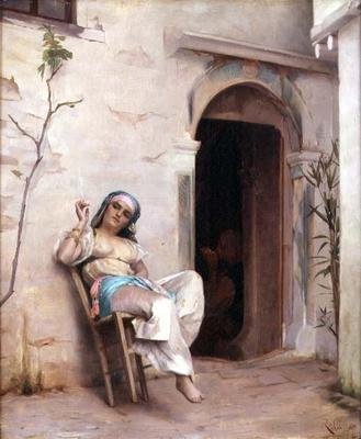 In de binnenplaats door Theodore Jacques Ralli