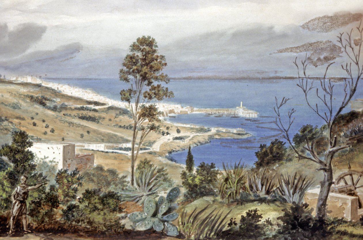 Uitzicht op Algiers, ca. 1835 (aquarel) door Theodore Leblanc