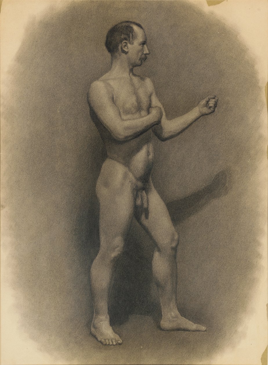 Studie van het mannelijk figuur, 1875 door Theodore Robinson