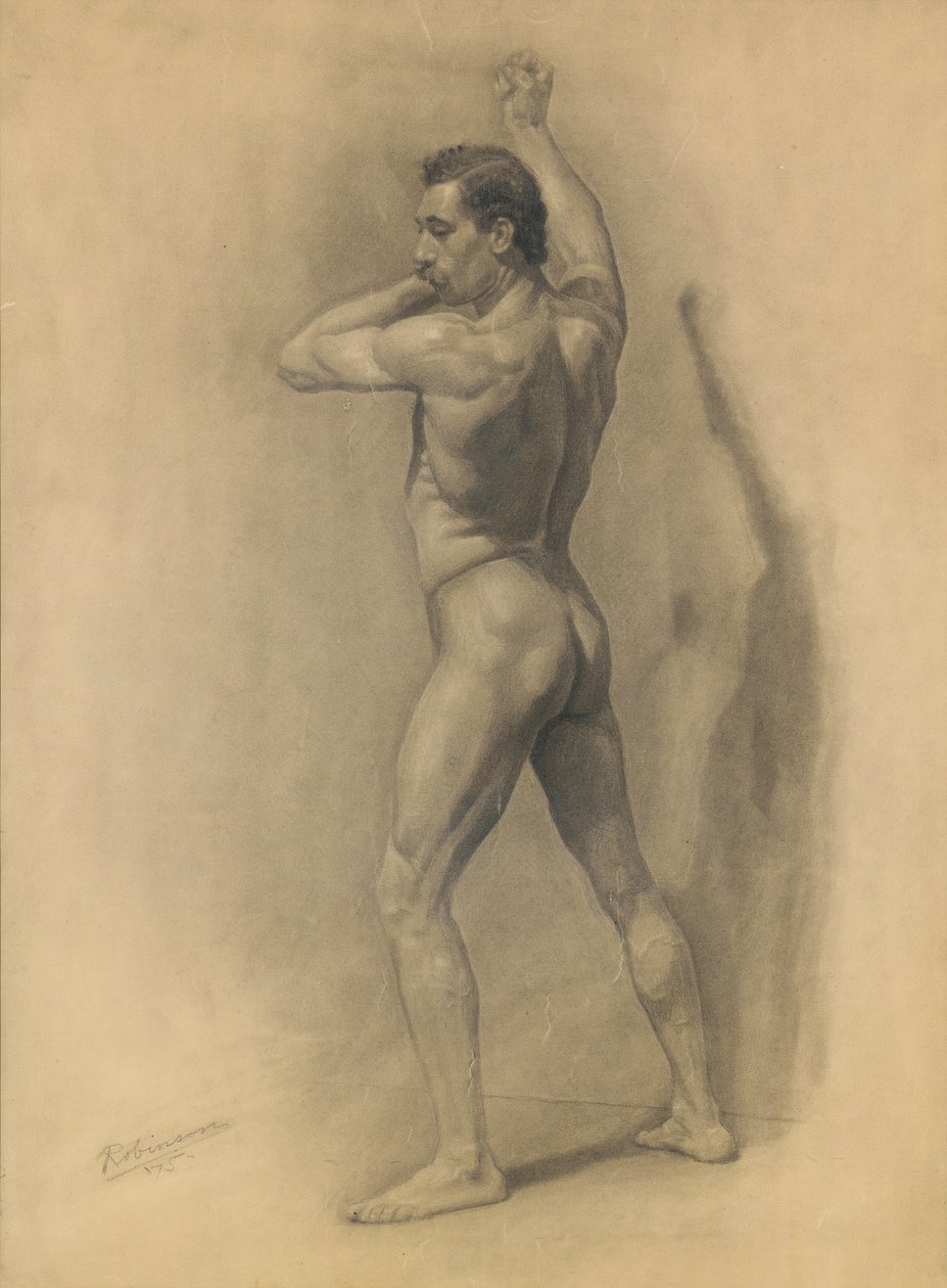 Studie van het mannelijk figuur, 1875 door Theodore Robinson