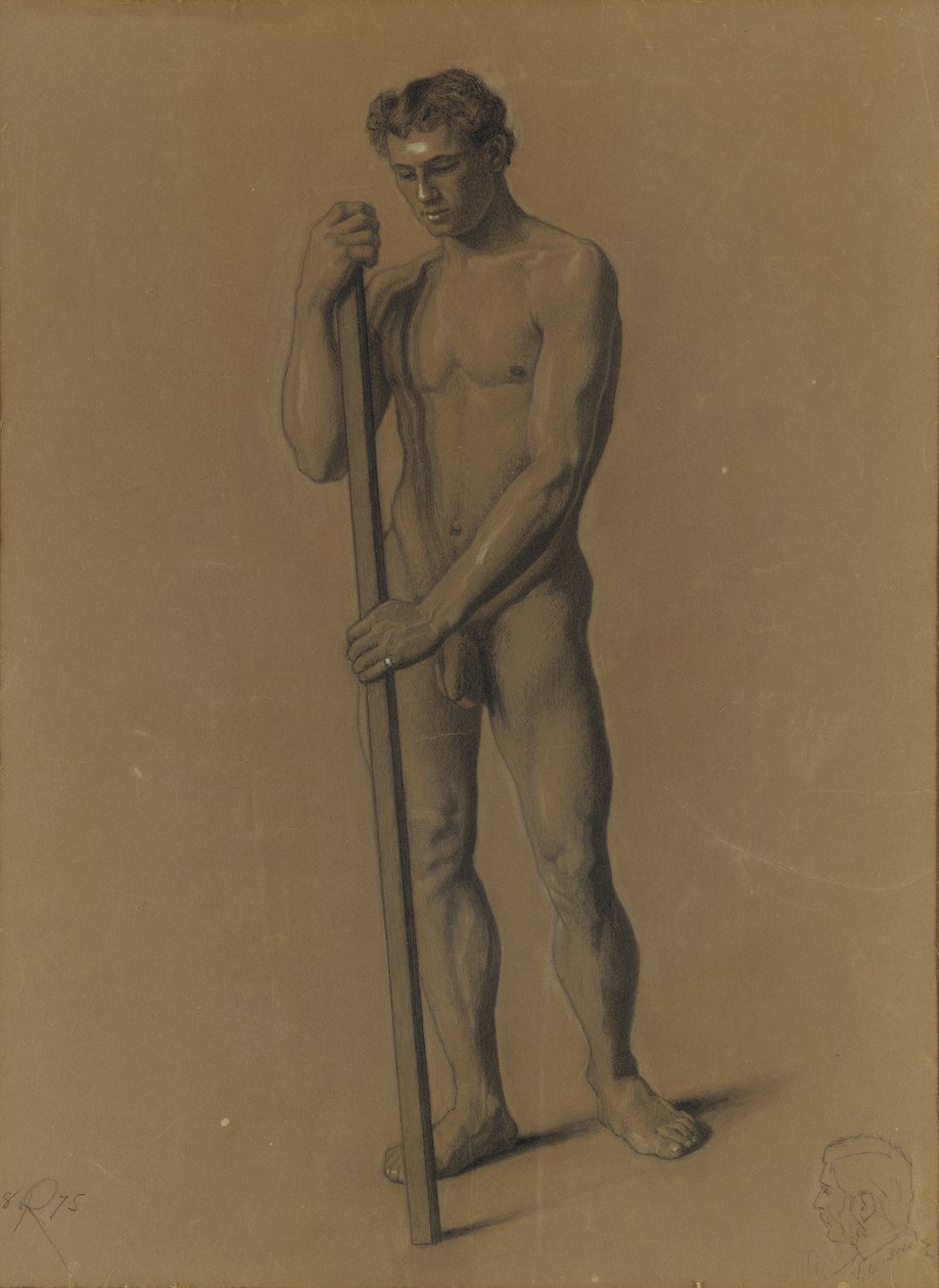 Studie van het mannelijk figuur, 1875 door Theodore Robinson