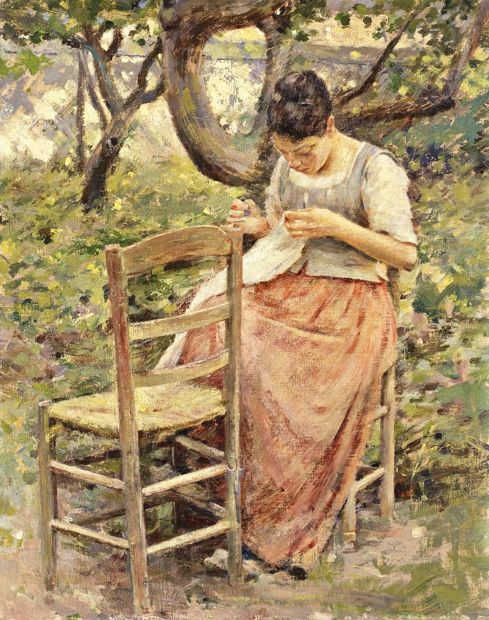 De naaister door Theodore Robinson