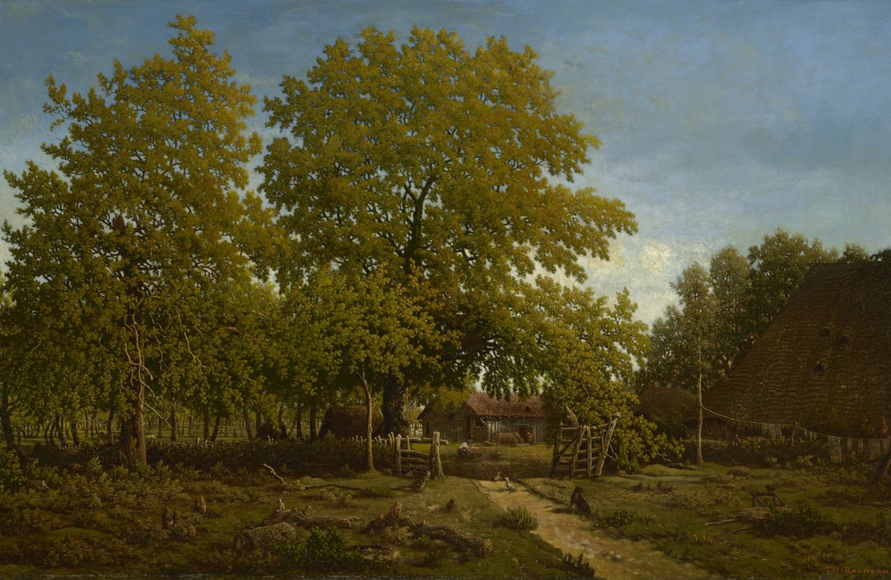 Boerderij in de Landes door Pierre Etienne Theodore Rousseau