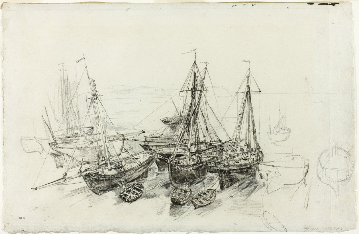 Vissersboten in Granville door Theodore Rousseau