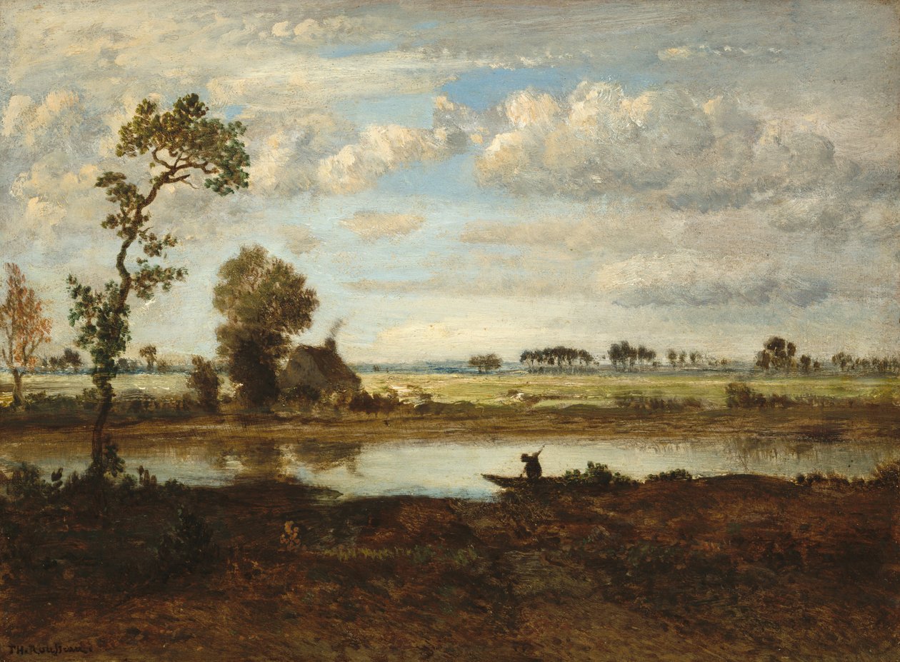 Landschap met schipper, ca. 1860 door Theodore Rousseau