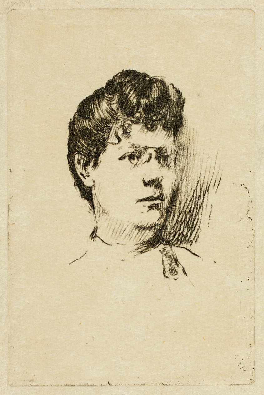 Schets van een vrouwenhoofd door Theodore Roussel