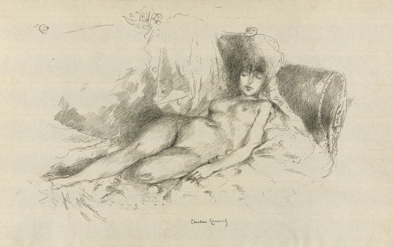 Studie van de Naakte Vrouw, Slapend door Theodore Roussel