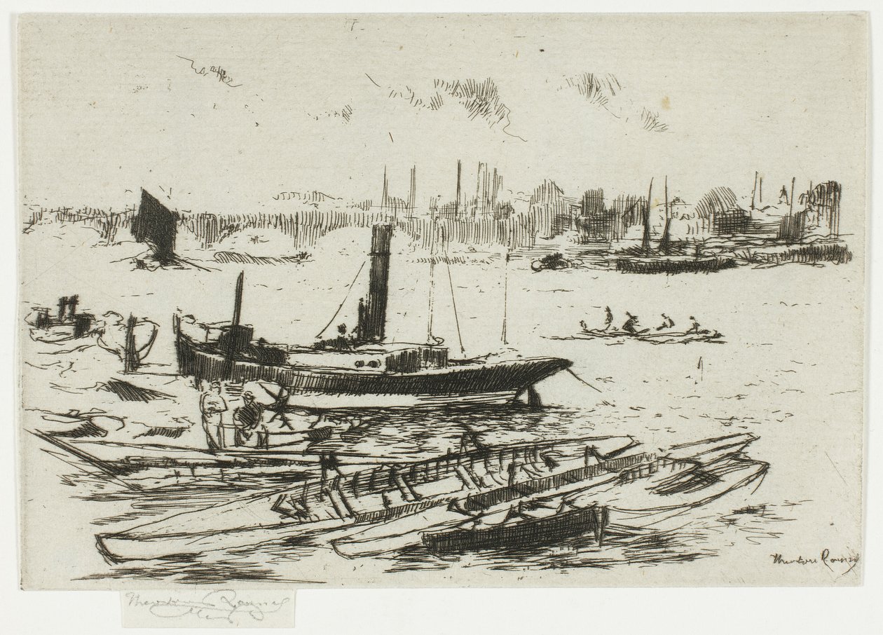 De stoomlancering, Chelsea Embankment door Theodore Roussel