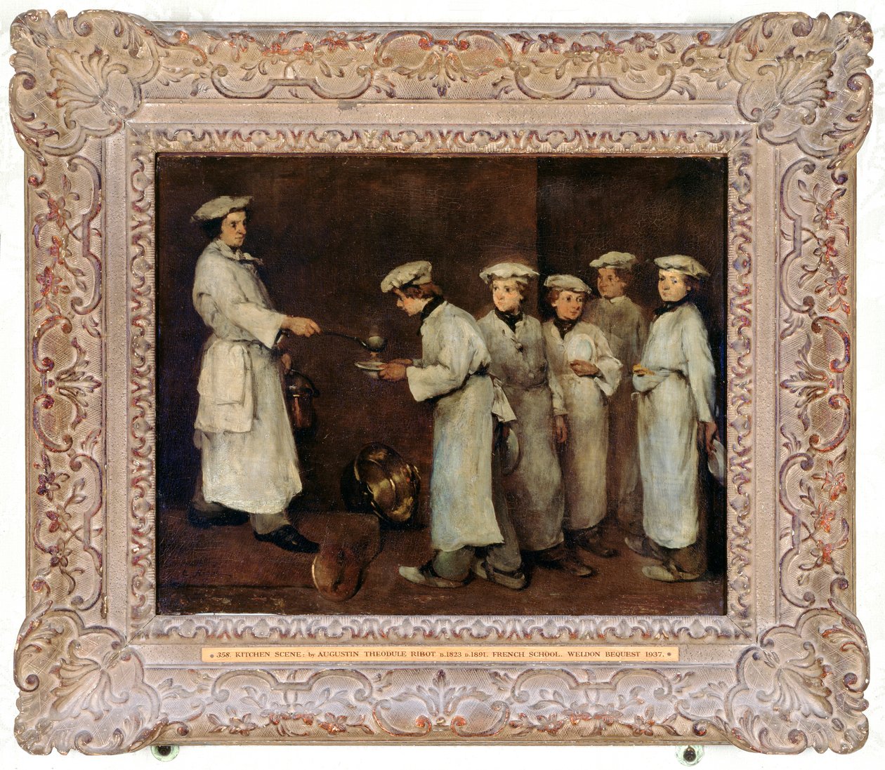 Keukenscène, begin 1860s door Theodule Ribot