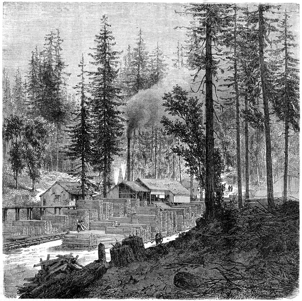 Zaagmolen, Californië, 19e eeuw door Theroud