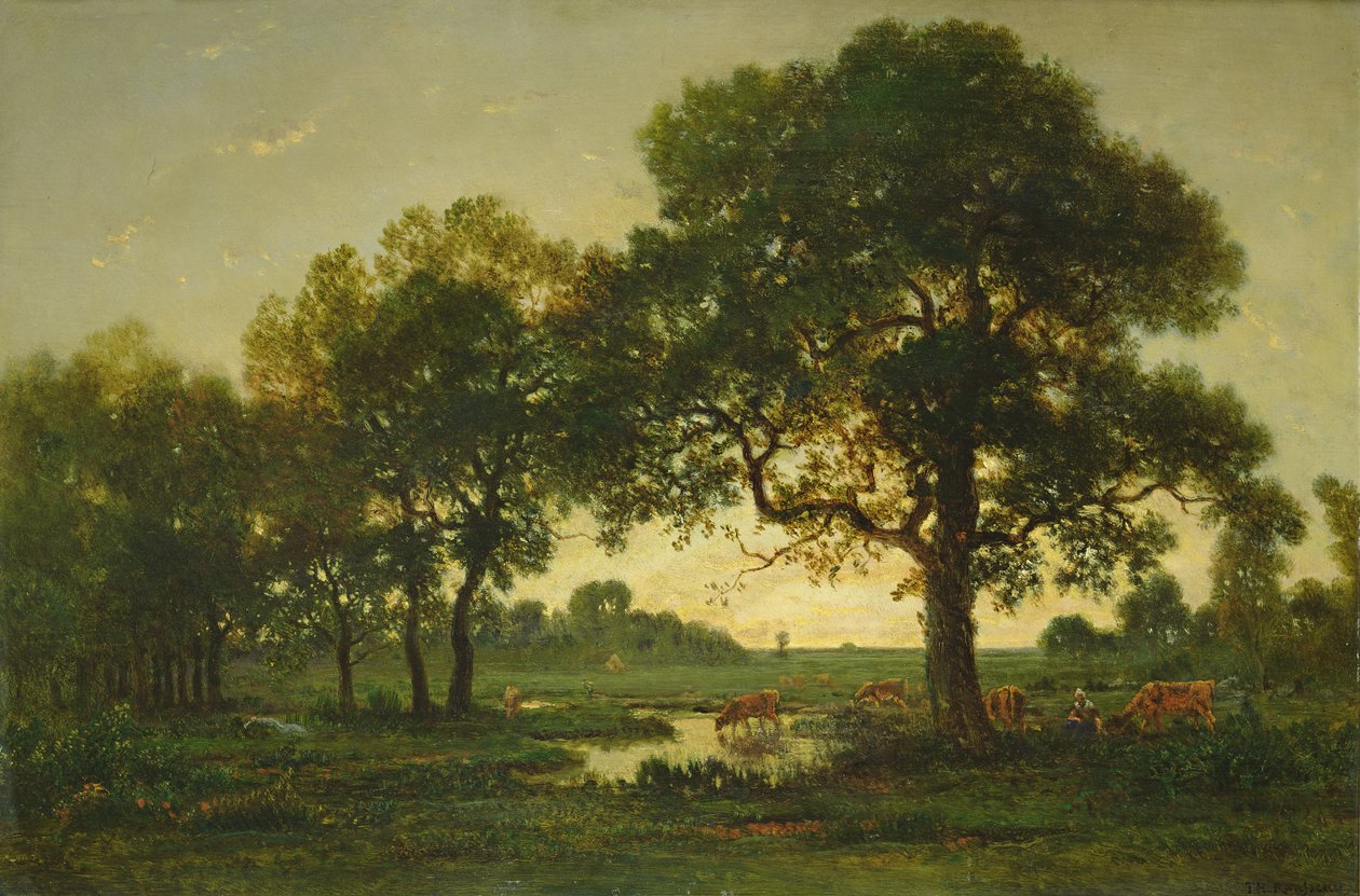 De vijver eiken door Pierre Etienne Theodore Rousseau