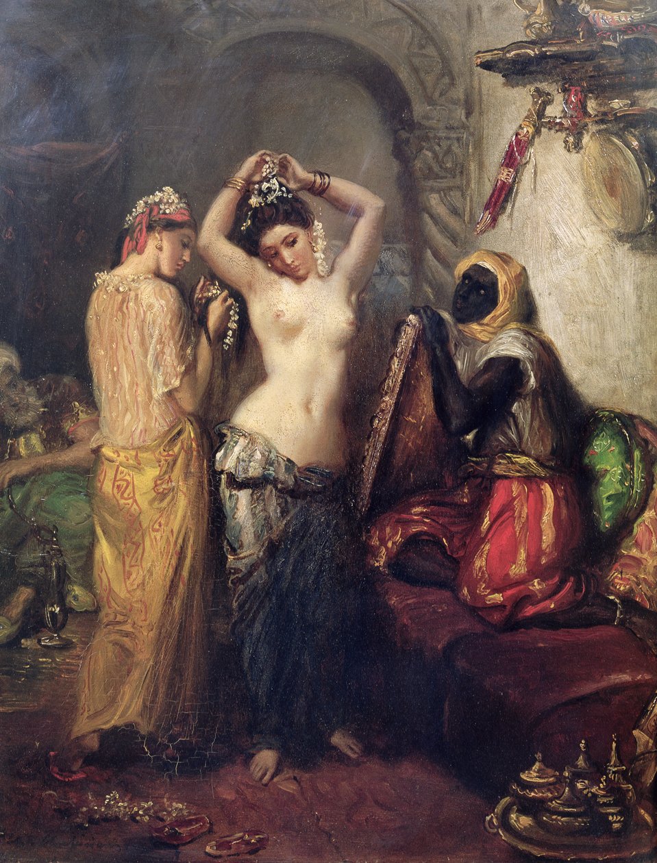 De toilet in het serail door Théodore Chassériau