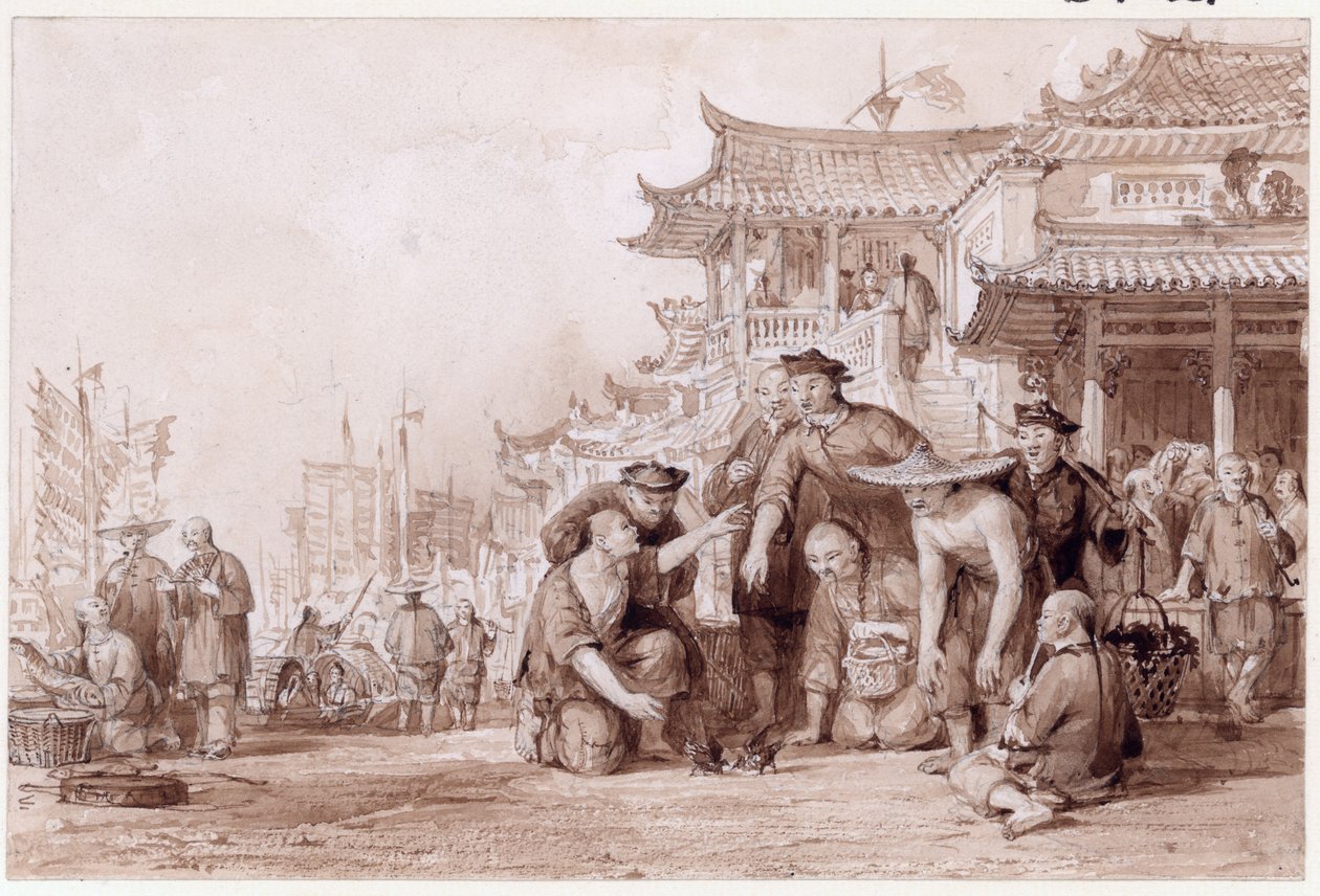 Canton Schippers die Kwartels Vechten, 1843 door Thomas Allom
