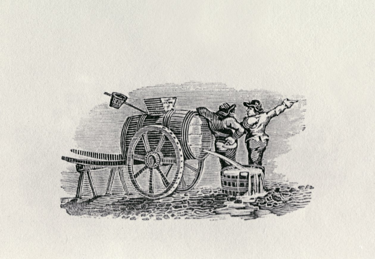 Twee mannen met een tonkar door Thomas Bewick