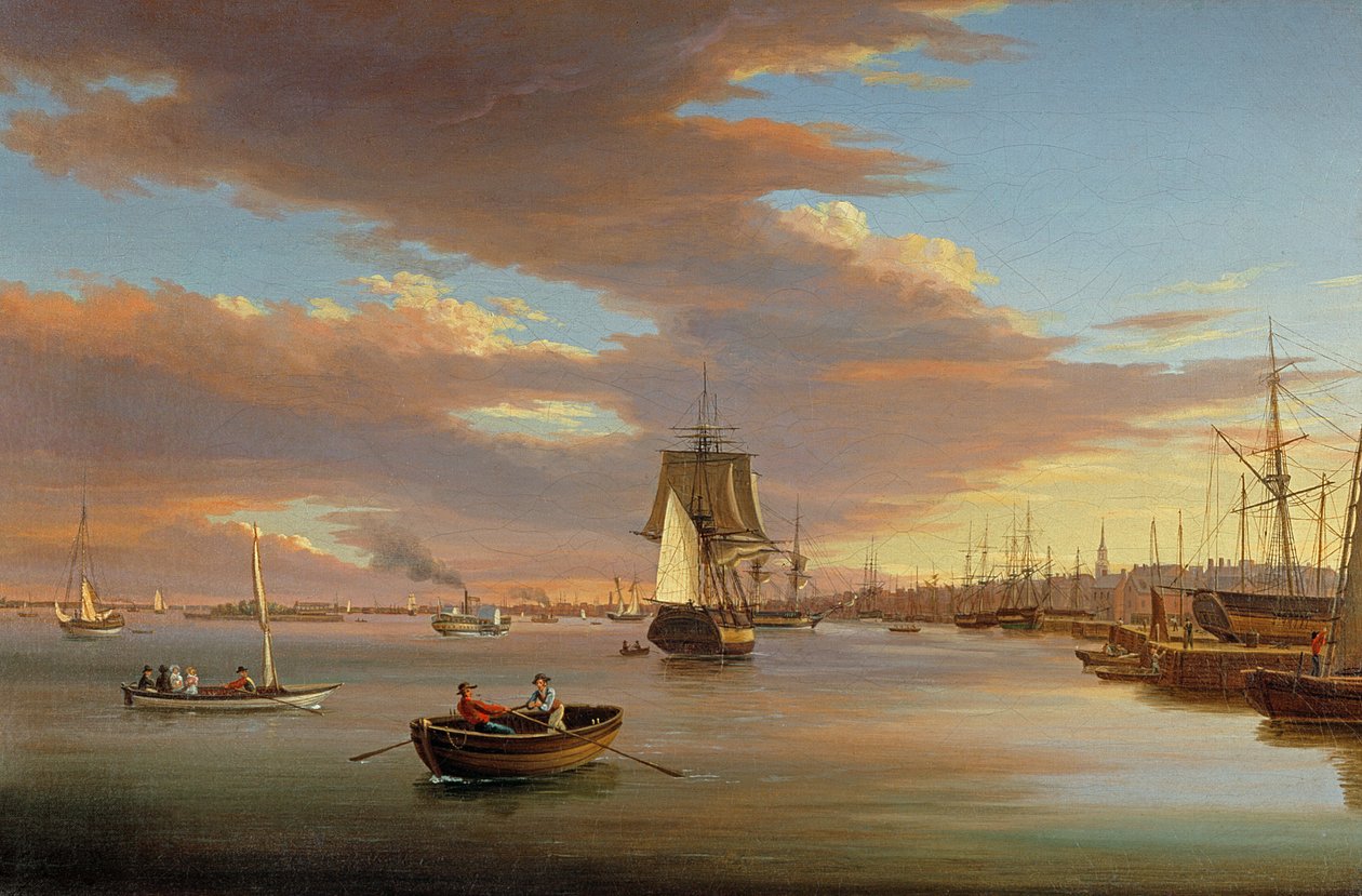 Aan de Delaware door Thomas Birch